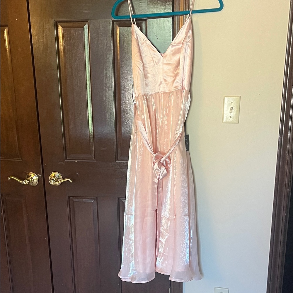 Lulu's Pink Satin Maxi Dress